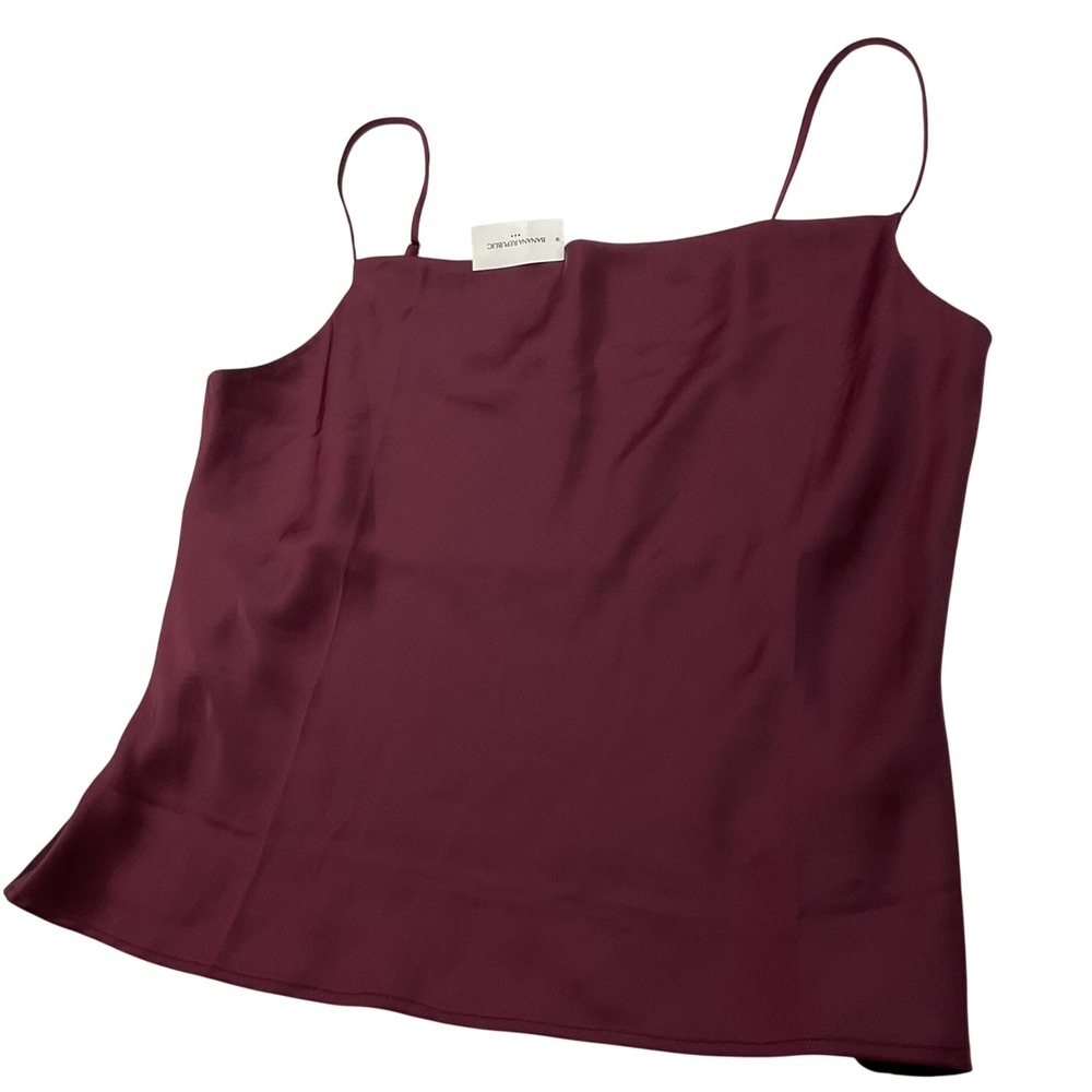 Banana Republic Camisole Cowl Neck Tank Top Satin Burgundy Wine Women Sz L NWT